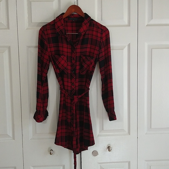 Sanctuary Buffalo plaid button down dress size xs - Picture 2 of 8